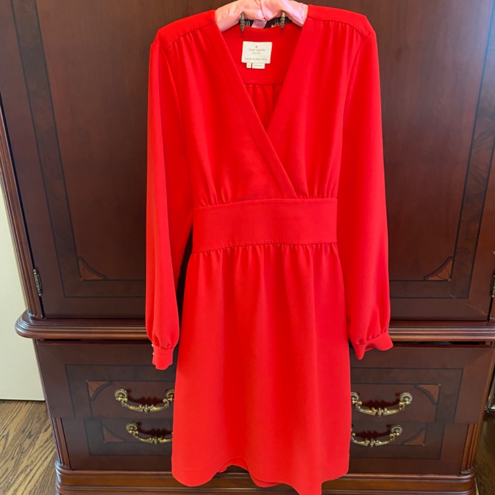 EUC Kate Spade Red Fit and Flare Dress Wedding Special Occasion Evening